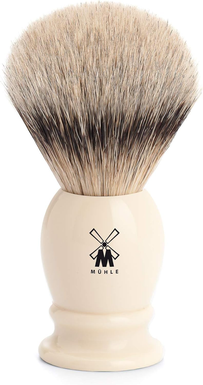 MÜHLE CLASSIC Silvertip Badger Luxury Natural Shaving Brush - Faux Ivory Handle - Image 1